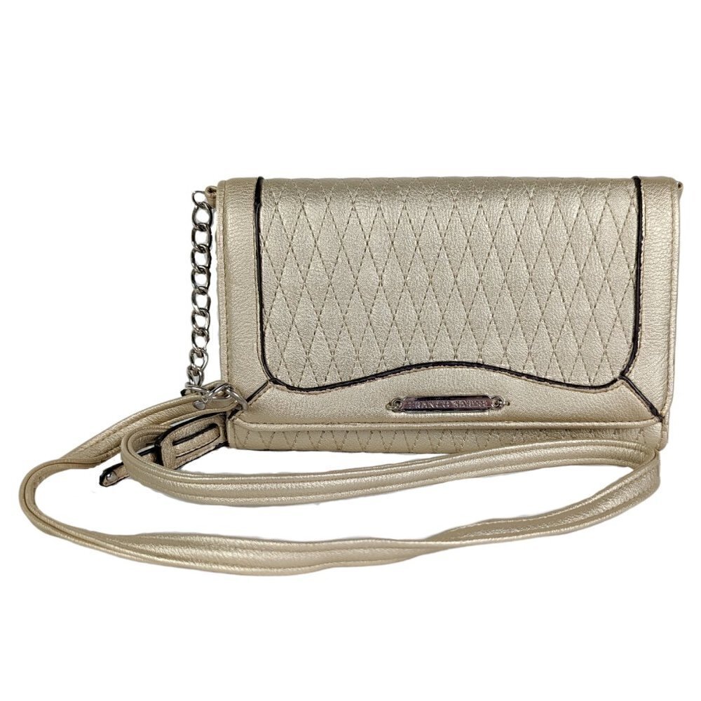 Franco Sarto Light Gold Multi Pocket Crossbody - EUC